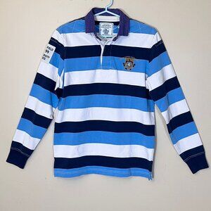 Ralph Lauren Rugby Crest Patch Striped Long Sleeve Shirt - Men's Size S - Blue